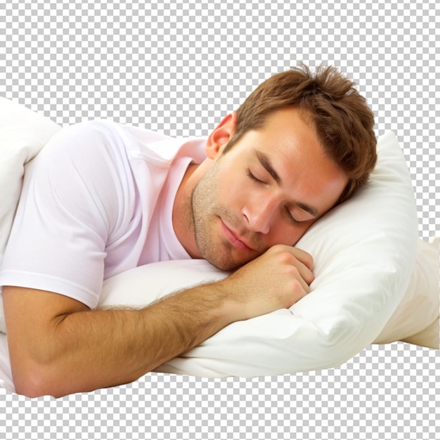 PSD man sleeping isolated on transparent background