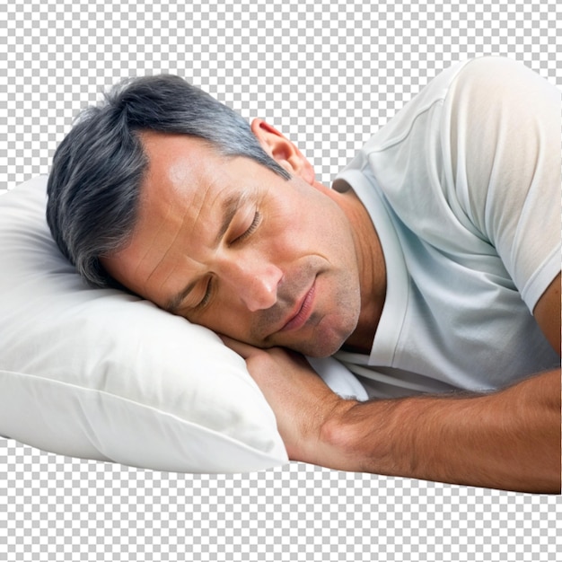 PSD man sleeping isolated on transparent background