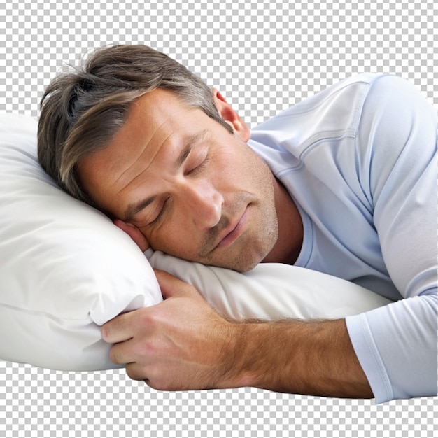 PSD man sleeping isolated on transparent background