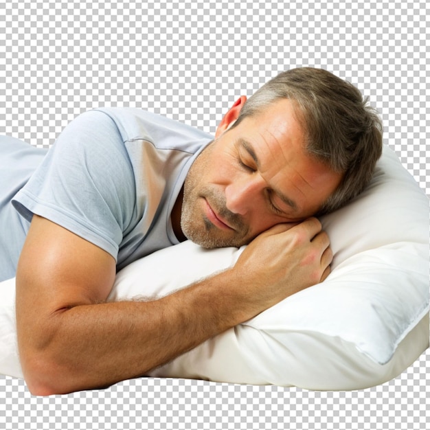 PSD man sleeping isolated on transparent background