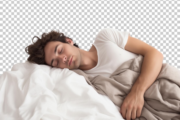 PSD man sleeping isolated on transparent background