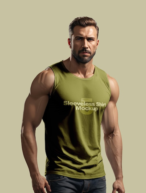 PSD man in a sleeveless shirt mockup