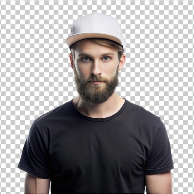 A man smiling wearing cap isolated on transparent background