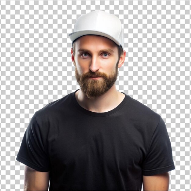 A man smiling wearing cap isolated on transparent background