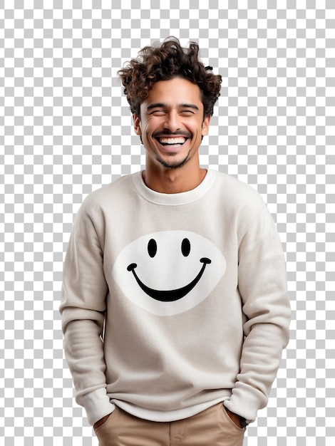 PSD a man smiling with a smile on his face isolated on transparent background