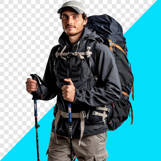 PSD man sport hiking transparent background