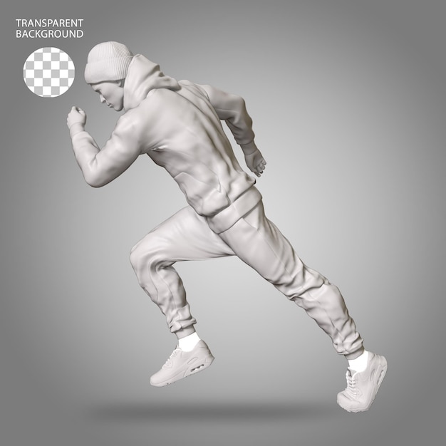 Man Sport Wear with Run pose gesture Activities isolated 3D rendered illustration