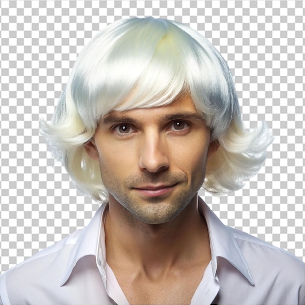 PSD man stylish hair wig with trendy design isolated transparent background