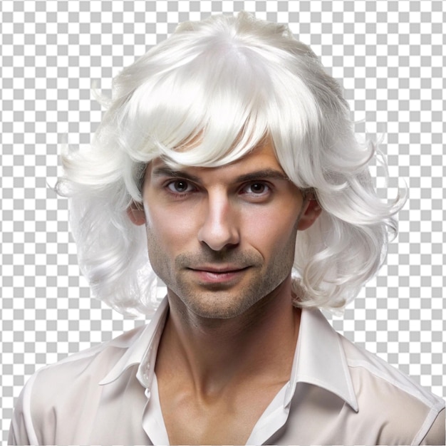 PSD man stylish hair wig with trendy design isolated transparent background