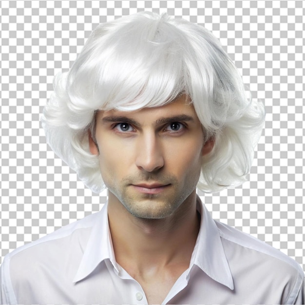 PSD man stylish hair wig with trendy design isolated transparent background