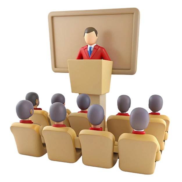 PSD a man in a suit stands in front of a board that says quot he is giving a speech quot