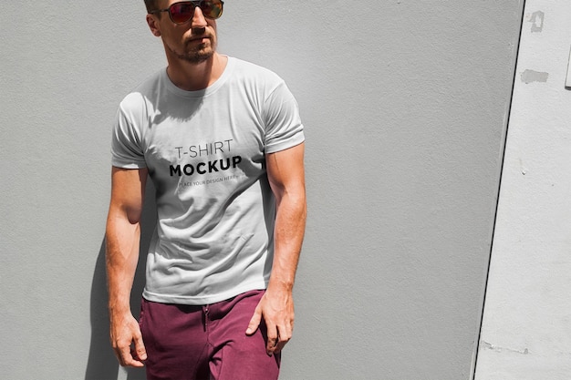 Man T-shirt mockup on street