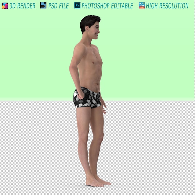 Man Underwear 3D Modeling PSD File