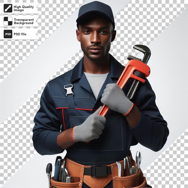 a man in uniform with a wrench on his shoulder