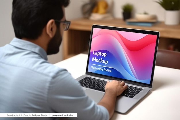 Man Using Laptop Mockup