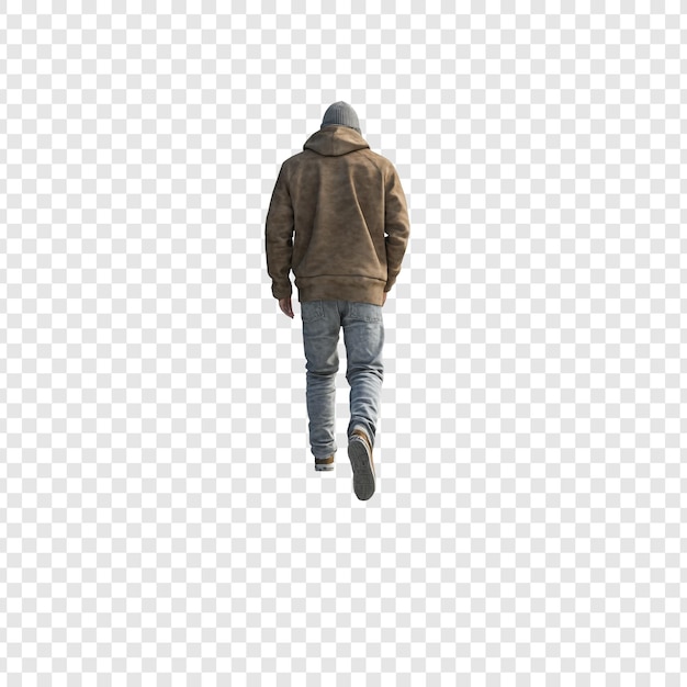 Man walking away in a hoodie