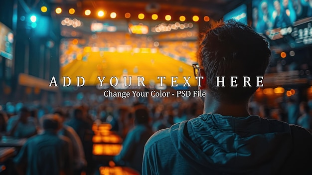 PSD man watching sports game on large screen