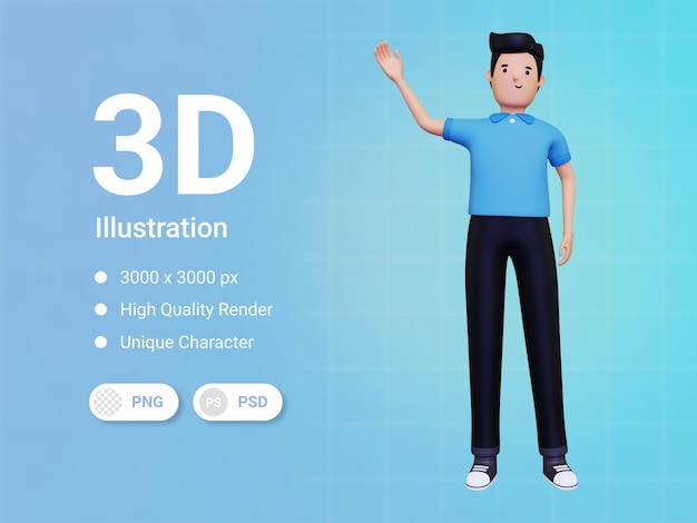 Man waving his hand 3D Illustration