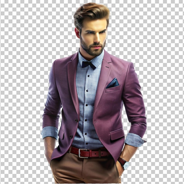 A man wear stylish jacket on transparent background