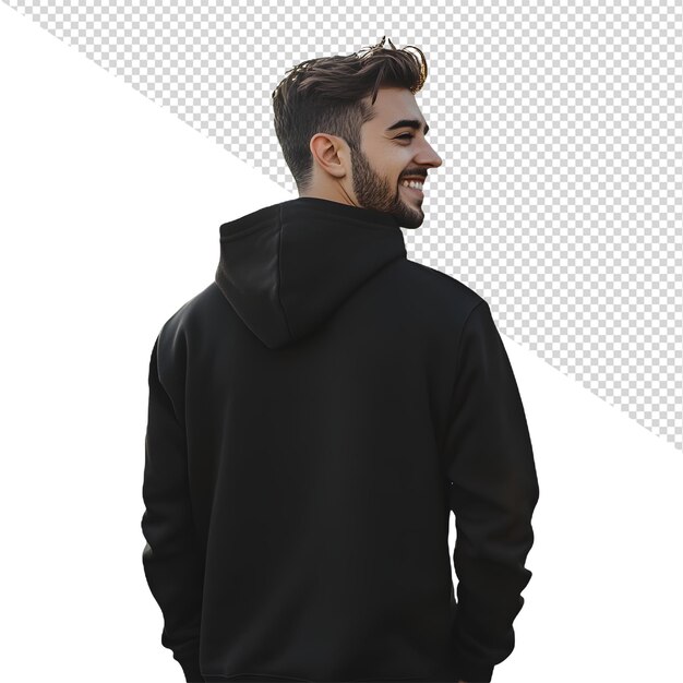 PSD a man wearing a black hoodie with a beard and a beard