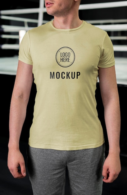 Man wearing boxing t-shirt mock-up