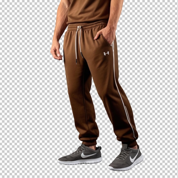 PSD a man wearing a brown outfit with a white logo on it