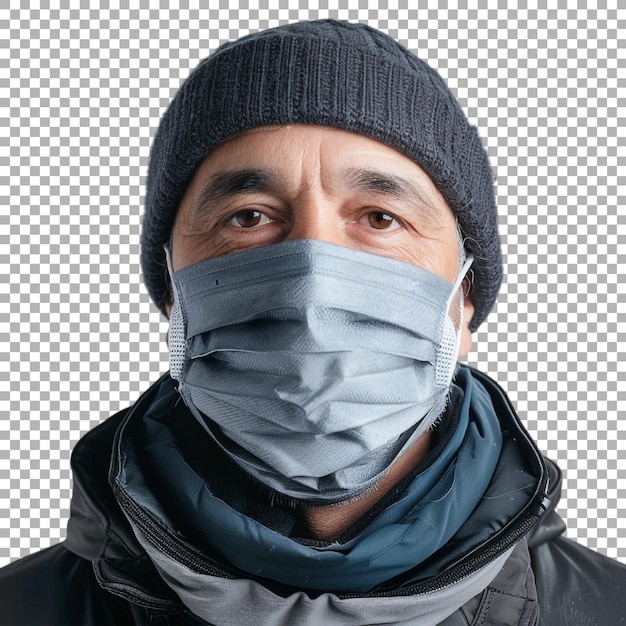 Man Wearing Face Mask on Transparent Background Ai Generated