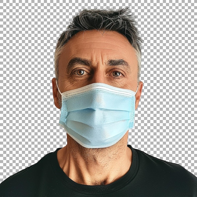 Man Wearing Face Mask on Transparent Background Ai Generated