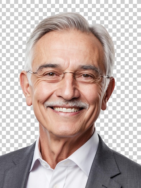 a man wearing glasses and a gray suit smiles for the camera isolated on a transparent background