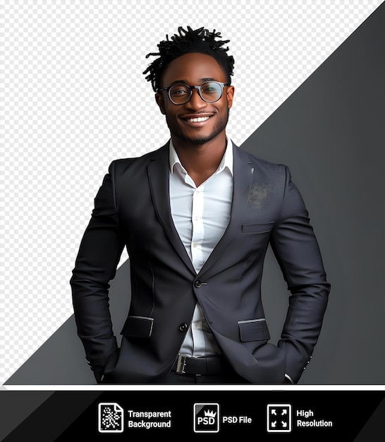 a man wearing glasses and a suit with a white shirt and a black tie