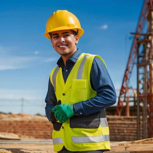 a man wearing a hard hat is smiling at the camera