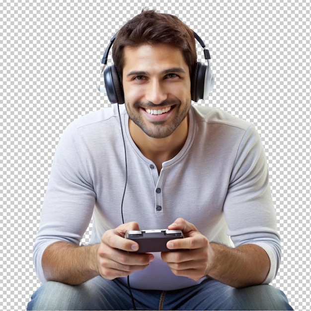 PSD man wearing headphone playing game