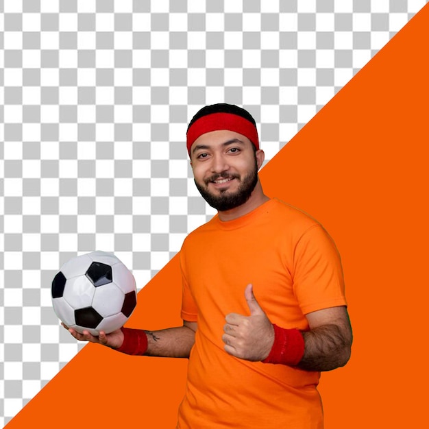 PSD a man wearing an orange shirtwith transparent background