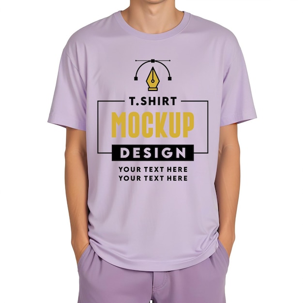 a man wearing a purple t shirt that says t shirt design design design