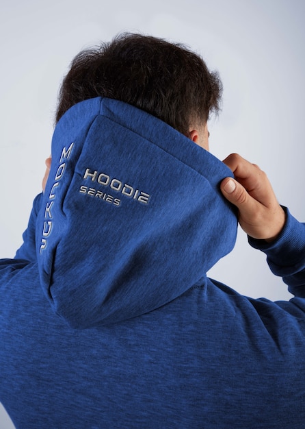 Man wearing sweatshirt mock-up with hoodie