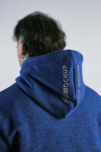 Man wearing sweatshirt mock-up with hoodie