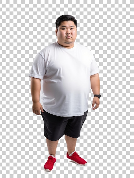 a man in a white shirt stands in front of a checkered background