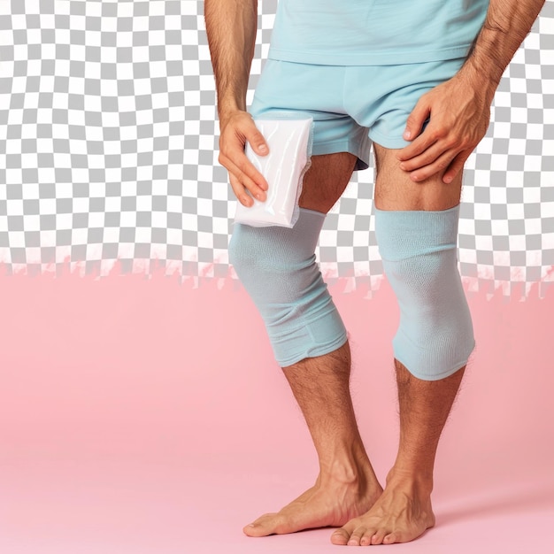 PSD a man with a bandage on his leg and knee