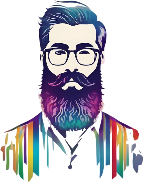 PSD a man with a beard and glasses is wearing a shirt that says quot self portrait quot