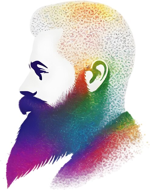 PSD a man with a beard and a rainbow colored background