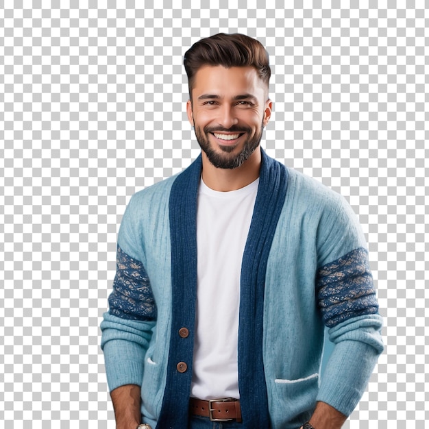 PSD a man with a beard wearing a blue sweater