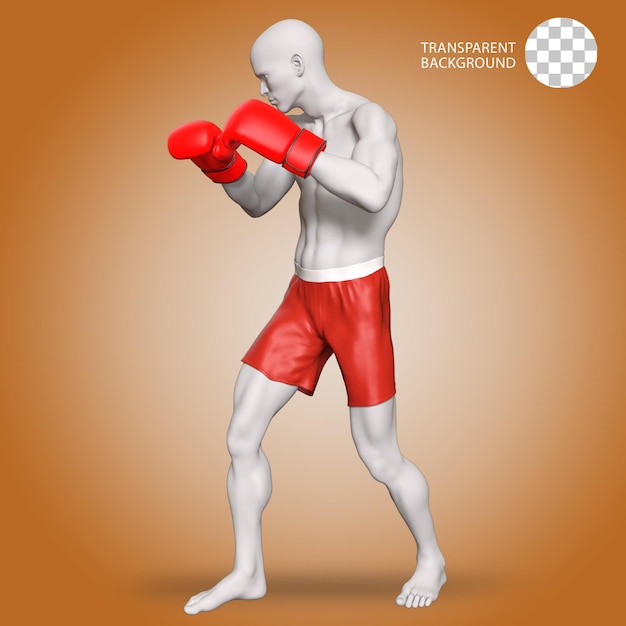 a man with a boxing glove pose isolated 3d rendered illustration