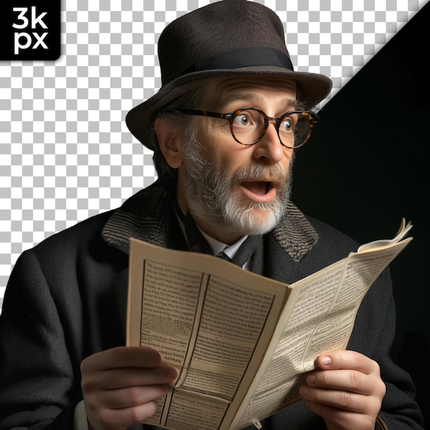 a man with glasses reading a book with the letters  x