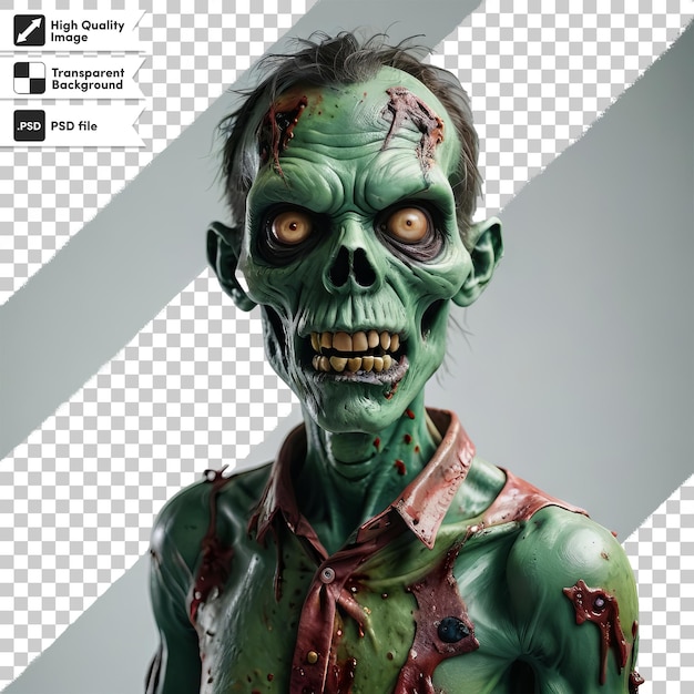 a man with a green zombie face and a black and white background