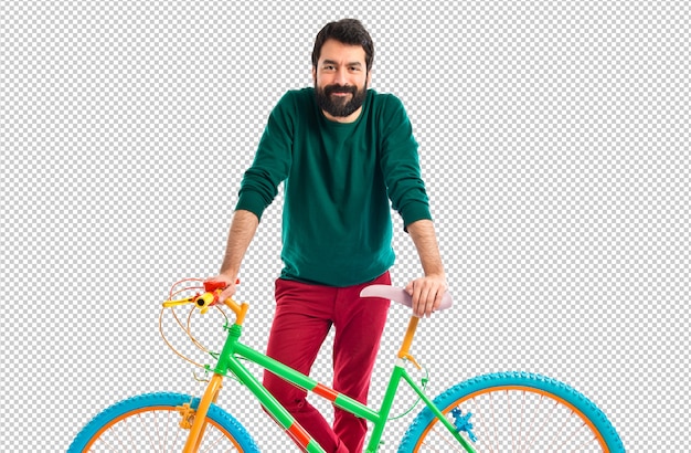 Man with his colorful bike