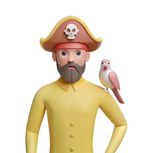 a man with a parrot on his head and a bird on his chest