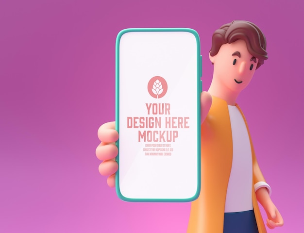 Man with Smartphone Mockup