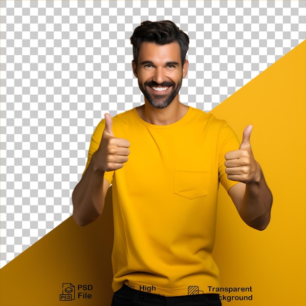 man with thumbs up sign isolated on transparent background include png file