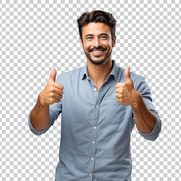 a man with a thumbs up sign that says thumbs up Isolated on Transparent Background