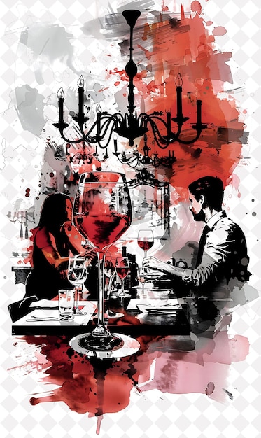 a man and a woman are sitting at a table with glasses of wine and a man in a suit